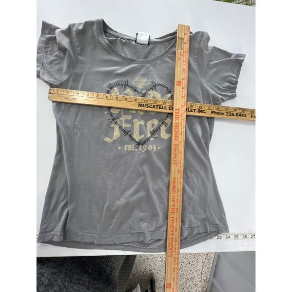 Harley Davidson Ride Free Short Sleeve T-Shirt Womens L Gray Printed Cotton - Picture 7 of 10
